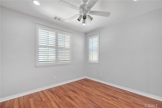 12790 Golden Leaf Dr, Rancho Cucamonga, CA 91739 - empty room featuring wood finished floors, ceiling fan, and recessed lighting