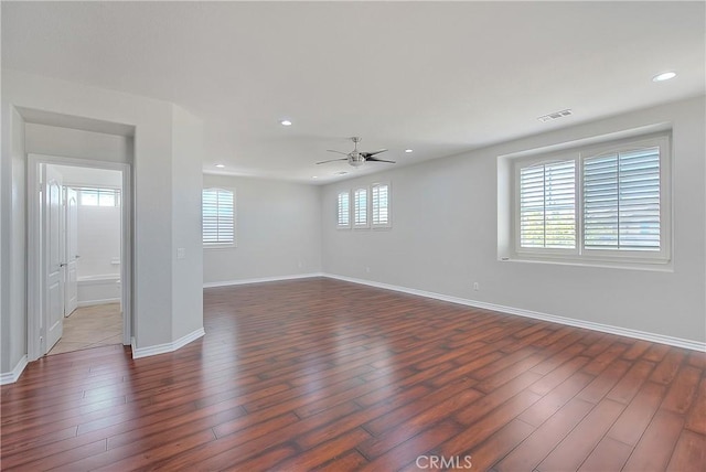12790 Golden Leaf Dr, Rancho Cucamonga, CA 91739 - spare room with wood finished floors, ceiling fan, and recessed lighting