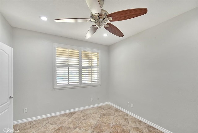 12790 Golden Leaf Dr, Rancho Cucamonga, CA 91739 - spare room with a ceiling fan, light tile patterned flooring, and recessed lighting