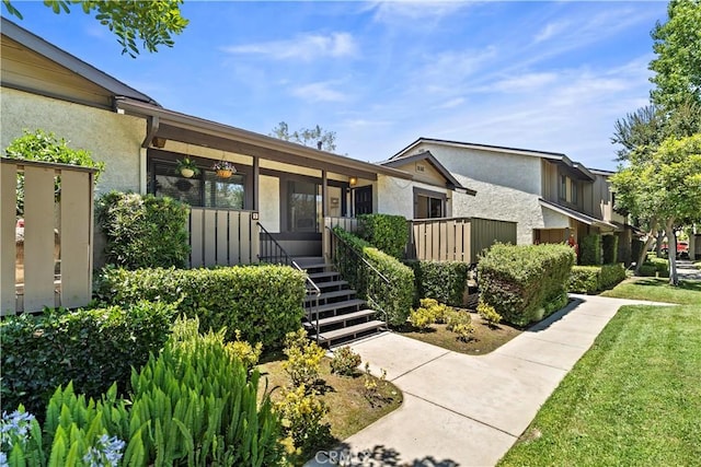 4366 Fairview Ave Unit 6, Arcadia, CA 91007 - view of front of property with stucco siding, stairway, and a front lawn