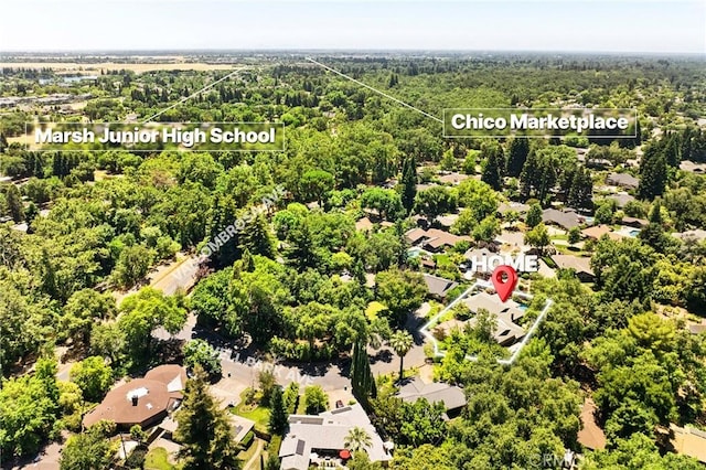 45 Covell Park Ave, Chico, CA 95926 - aerial perspective of suburban area featuring a heavily wooded area