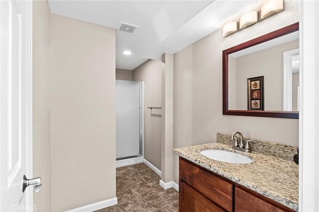 45 Covell Park Ave, Chico, CA 95926 - bathroom with vanity, a stall shower, and recessed lighting