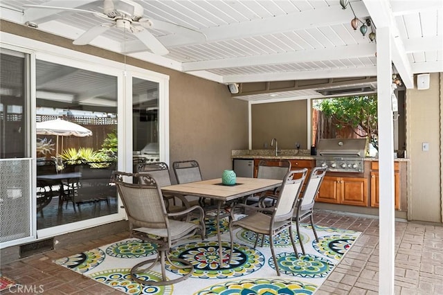 45 Covell Park Ave, Chico, CA 95926 - view of patio / terrace featuring outdoor dining area, ceiling fan, and area for grilling