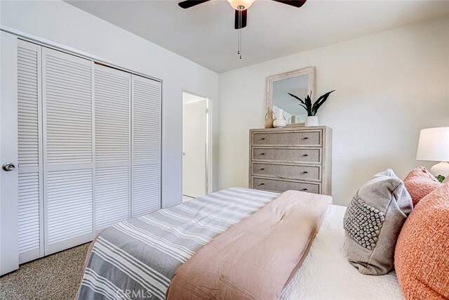 426 S Broadway, Redondo Beach, CA 90277 - bedroom featuring a closet, carpet flooring, and ceiling fan