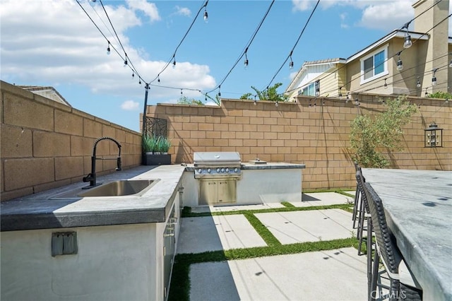 12400 Sarah Ct, El Monte, CA 91732 - view of patio / terrace featuring an outdoor fire pit, an outdoor kitchen, and exterior bar