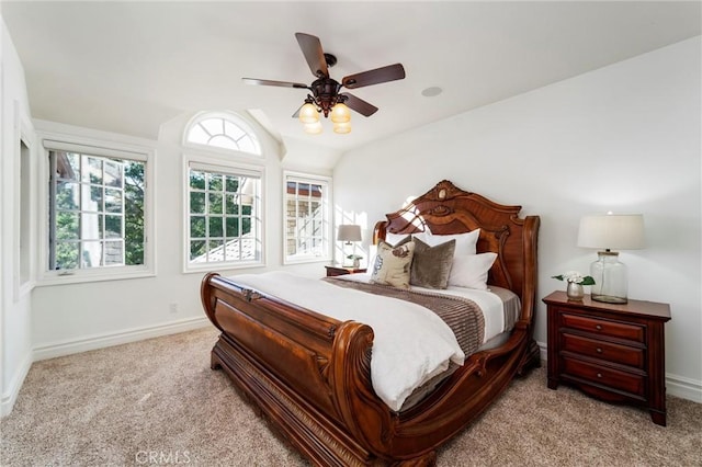 45200 Oak Manor Ct, Temecula, CA 92590 - carpeted bedroom with lofted ceiling and a ceiling fan