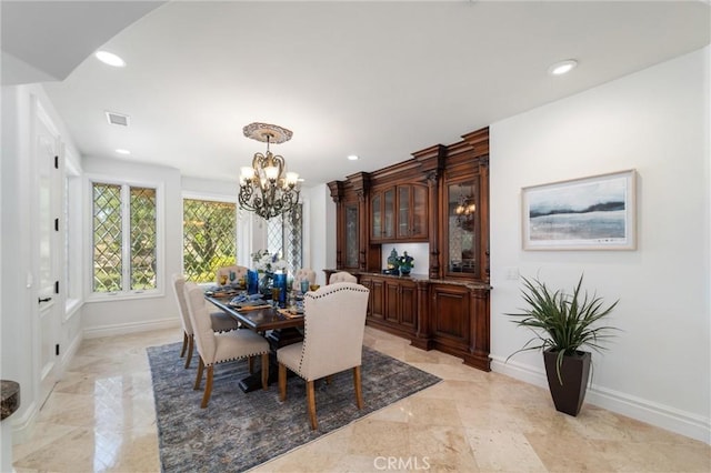 45200 Oak Manor Ct, Temecula, CA 92590 - dining area featuring a chandelier and recessed lighting