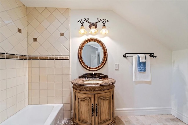 45200 Oak Manor Ct, Temecula, CA 92590 - bathroom with vaulted ceiling and vanity