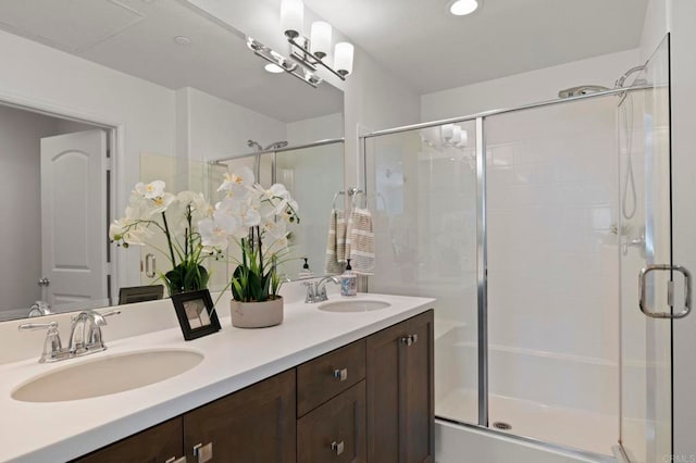 2333 Verano Way, Vista, CA 92081 - bathroom featuring a stall shower and double vanity