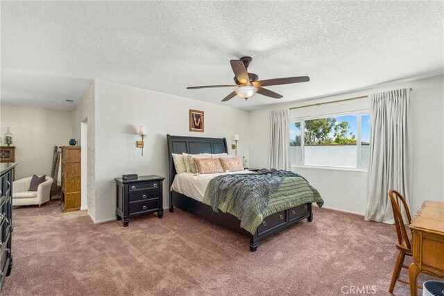 9292 Garden St, Rancho Cucamonga, CA 91701 - carpeted bedroom featuring a textured ceiling and a ceiling fan