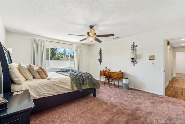 9292 Garden St, Rancho Cucamonga, CA 91701 - carpeted bedroom with a textured ceiling and ceiling fan