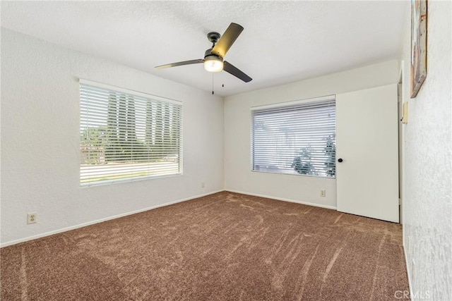9292 Garden St, Rancho Cucamonga, CA 91701 - carpeted empty room featuring plenty of natural light, a ceiling fan, and a textured ceiling