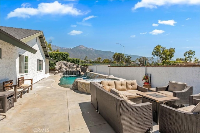 9292 Garden St, Rancho Cucamonga, CA 91701 - view of patio / terrace featuring outdoor lounge area and a mountain view