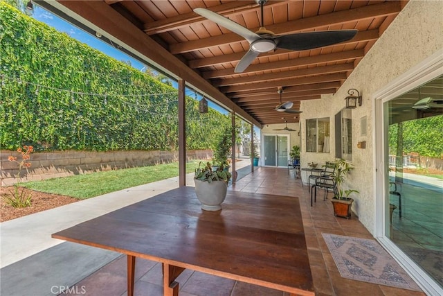 9292 Garden St, Rancho Cucamonga, CA 91701 - view of patio with a ceiling fan and outdoor dining area