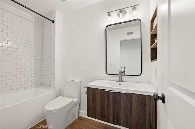 22526 Napa St, West Hills, CA 91304 - full bath with vanity, wood finished floors, and bathtub / shower combination