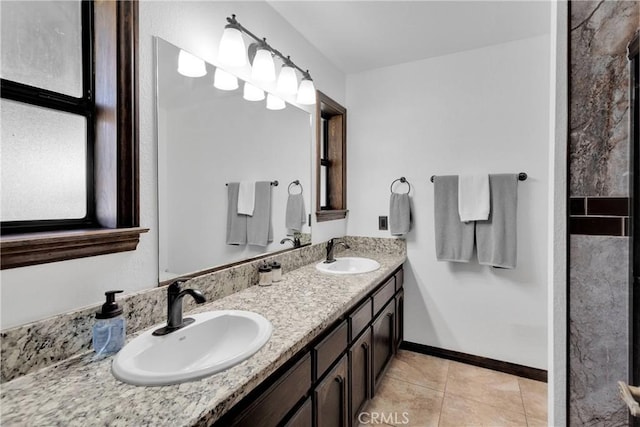 7505 Jenkins Ave, Hesperia, CA 92345 - bathroom with double vanity and tile patterned flooring