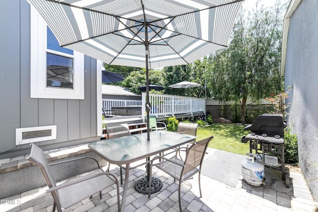 331 N Avon St, Burbank, CA 91505 - view of patio / terrace featuring outdoor dining space, a wooden deck, and grilling area