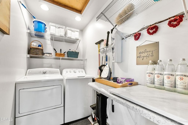 331 N Avon St, Burbank, CA 91505 - washroom featuring washer and dryer and recessed lighting