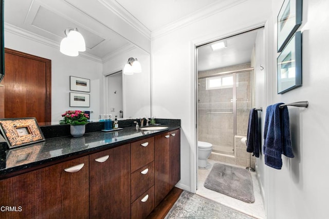331 N Avon St, Burbank, CA 91505 - bathroom with vanity, a shower stall, and crown molding