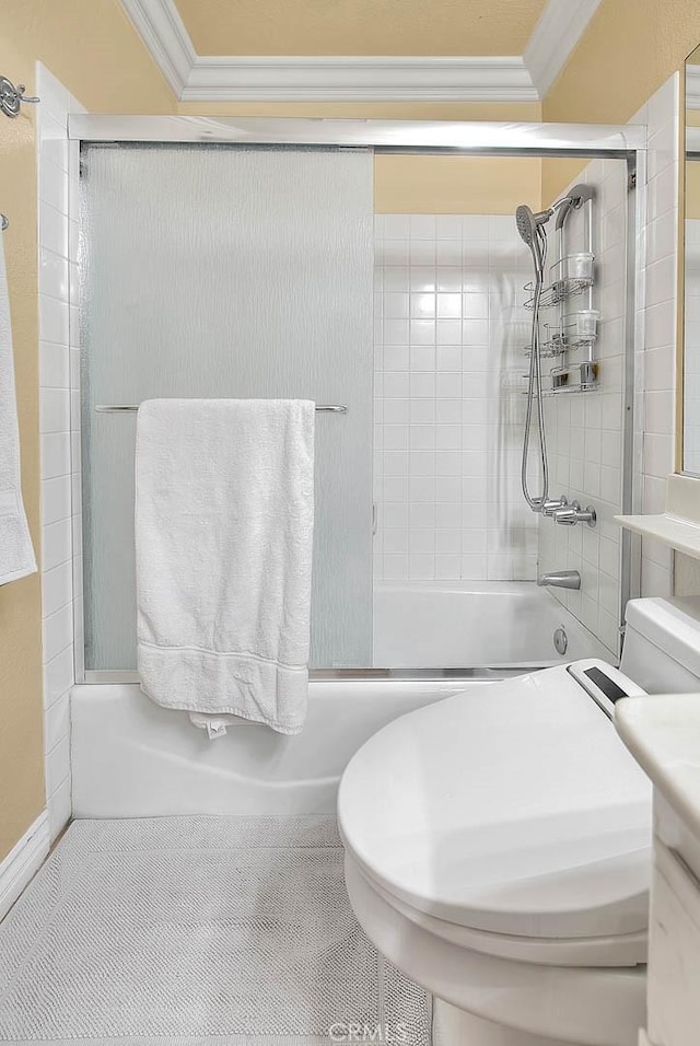 3039 Olympic View Dr, Chino Hills, CA 91709 - full bathroom with ornamental molding and shower / bath combination with glass door