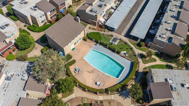 475 N Midway Dr Unit 217, Escondido, CA 92027 - aerial view of property and surrounding area with a pool area
