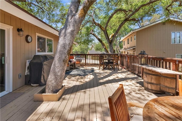 2583 Oak Shores Dr, Bradley, CA 93426 - wooden deck with outdoor dining area and grilling area
