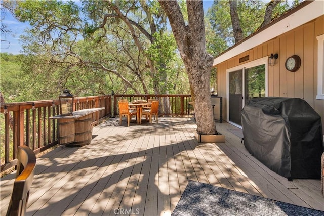 2583 Oak Shores Dr, Bradley, CA 93426 - wooden deck with outdoor dining space and grilling area