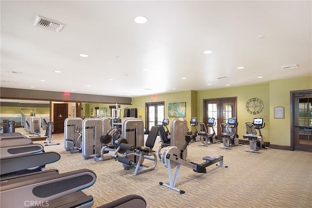 138 Listo St, Rancho Mission Viejo, CA 92694 - workout area featuring carpet flooring, recessed lighting, and french doors