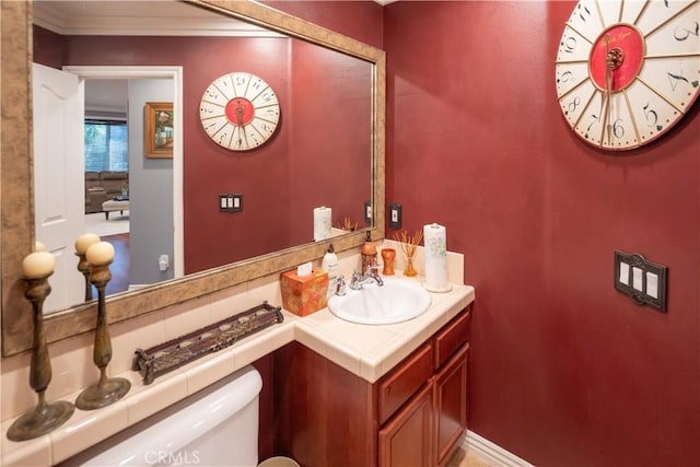 20642 Iris Canyon Rd, Riverside, CA 92508 - half bath with vanity and crown molding