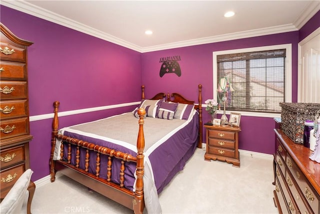 20642 Iris Canyon Rd, Riverside, CA 92508 - carpeted bedroom featuring crown molding and recessed lighting