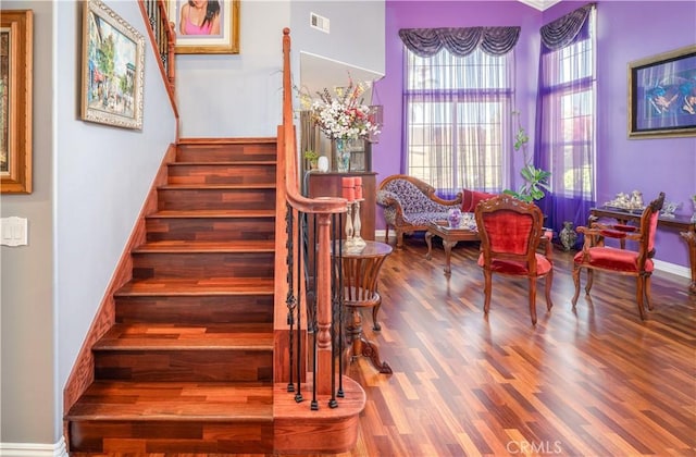 20642 Iris Canyon Rd, Riverside, CA 92508 - staircase with wood finished floors and baseboards