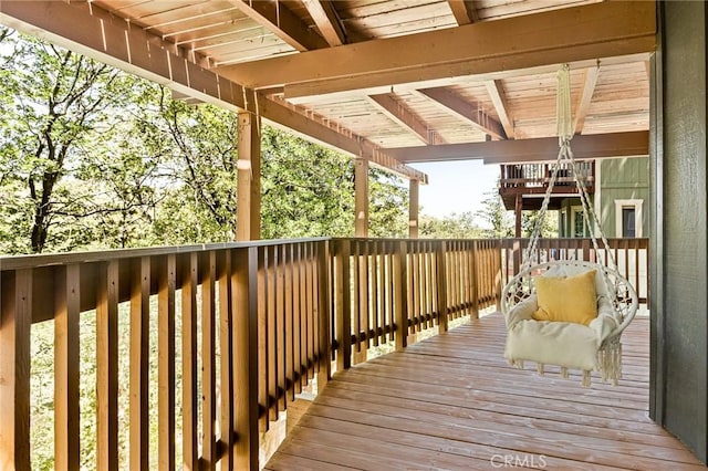 1296 Calgary Dr, Lake Arrowhead, CA 92352 - view of wooden deck