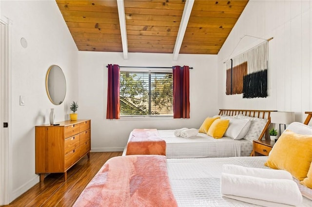 1296 Calgary Dr, Lake Arrowhead, CA 92352 - bedroom featuring hardwood / wood-style flooring and wooden ceiling