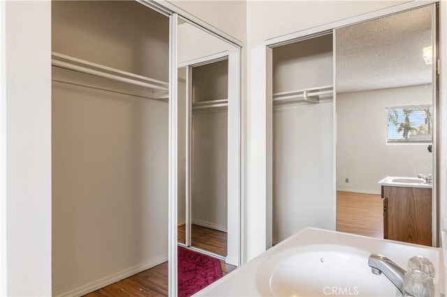 5530 Ackerfield Ave Unit 206, Long Beach, CA 90805 - bathroom featuring vanity, wood finished floors, and a spacious closet