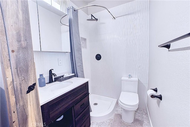 4262 Theresa Ln, Merced, CA 95348 - bathroom featuring walk in shower, vanity, and speckled floor
