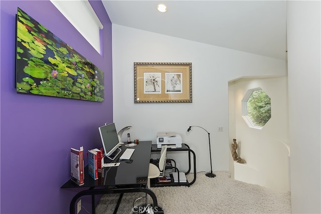 28527 Willow Rd, Lake Arrowhead, CA 92385 - carpeted office space with vaulted ceiling