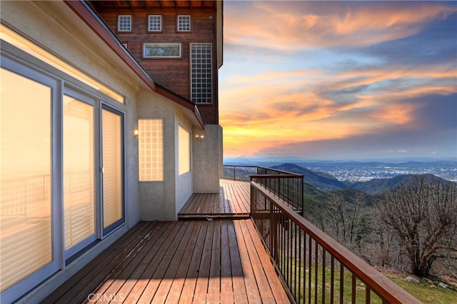 28527 Willow Rd, Lake Arrowhead, CA 92385 - wooden deck featuring a mountain view