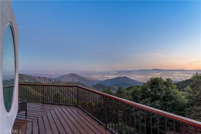 28527 Willow Rd, Lake Arrowhead, CA 92385 - wooden deck with a mountain view