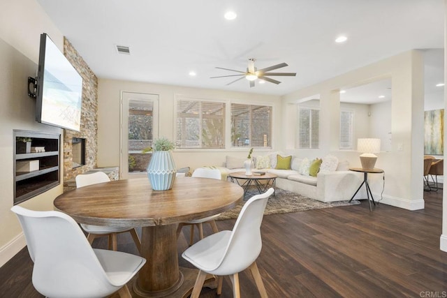 737 W Bel Esprit Cir, San Marcos, CA 92069 - dining room with a ceiling fan, wood finished floors, and recessed lighting