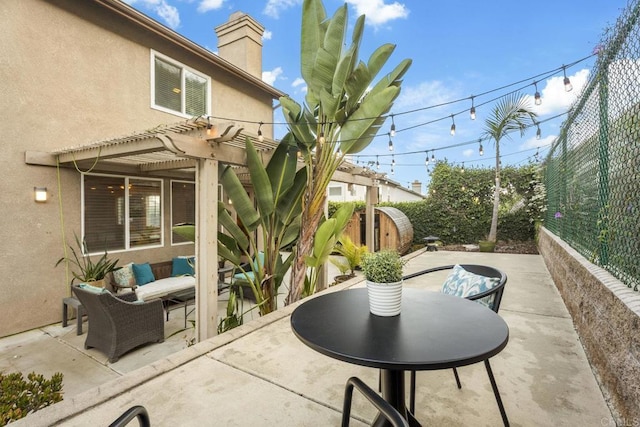 737 W Bel Esprit Cir, San Marcos, CA 92069 - fenced backyard with a pergola, a patio area, and an outdoor living space