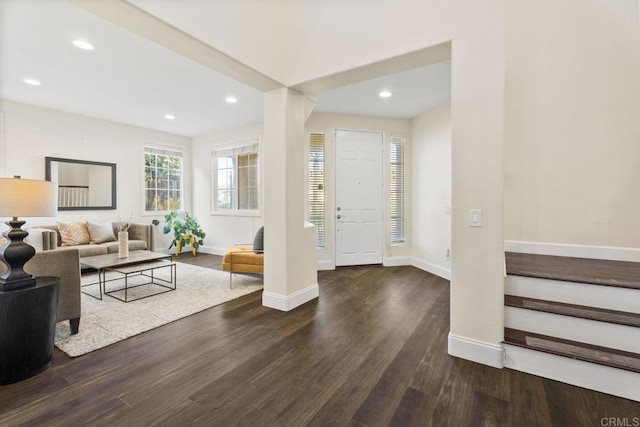 737 W Bel Esprit Cir, San Marcos, CA 92069 - entrance foyer featuring wood finished floors, recessed lighting, and stairs