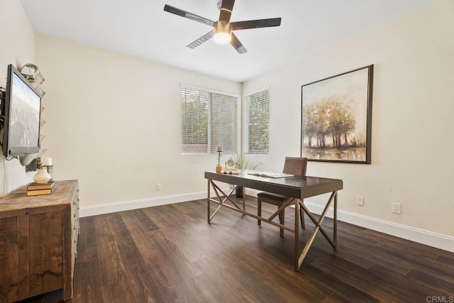 737 W Bel Esprit Cir, San Marcos, CA 92069 - office with a ceiling fan and dark wood finished floors