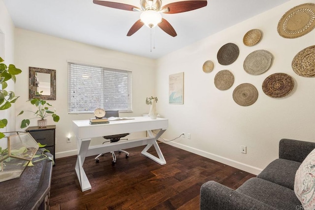 737 W Bel Esprit Cir, San Marcos, CA 92069 - office area featuring wood finished floors and a ceiling fan