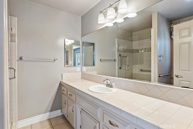 836 Bolen Dr, Paso Robles, CA 93446 - bathroom featuring a shower stall, tile patterned floors, and vanity