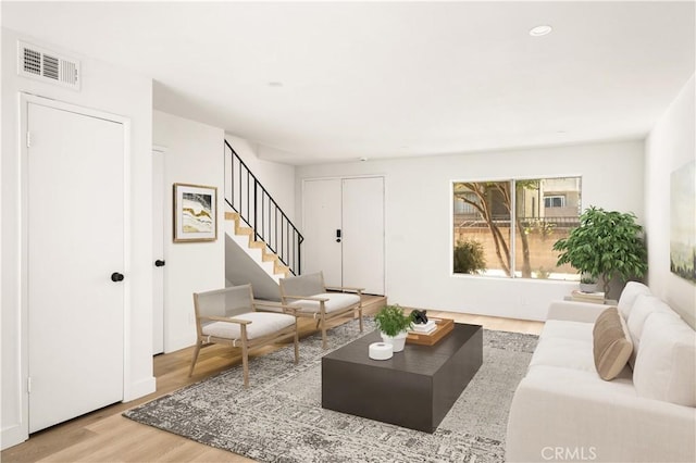 516 Sefton Ave Unit A, Monterey Park, CA 91755 - living area featuring wood finished floors, stairway, and recessed lighting