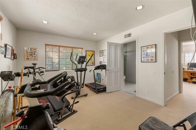5250 Scott Robertson Rd, Hidden Hills, CA 91302 - workout room with light colored carpet and recessed lighting