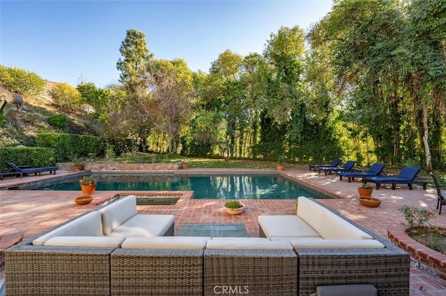 5250 Scott Robertson Rd, Hidden Hills, CA 91302 - outdoor pool featuring an outdoor hangout area and a patio