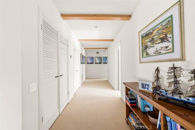5250 Scott Robertson Rd, Hidden Hills, CA 91302 - hall with light carpet and beam ceiling