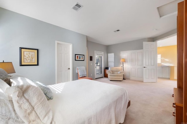 7243 Surfbird Cir, Carlsbad, CA 92011 - bedroom with light carpet and attic access