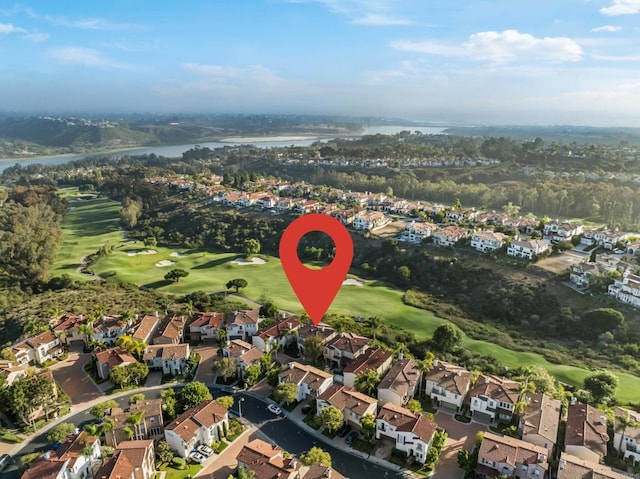 7243 Surfbird Cir, Carlsbad, CA 92011 - aerial view of property and surrounding area featuring a large body of water, nearby suburban area, and a local golf course